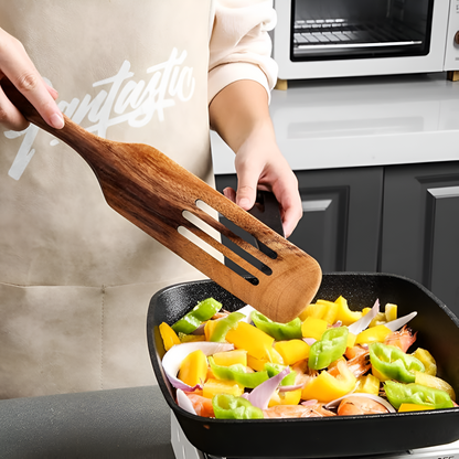 Spatula Set Teak Wood Non-Stick Ergonomic Grip