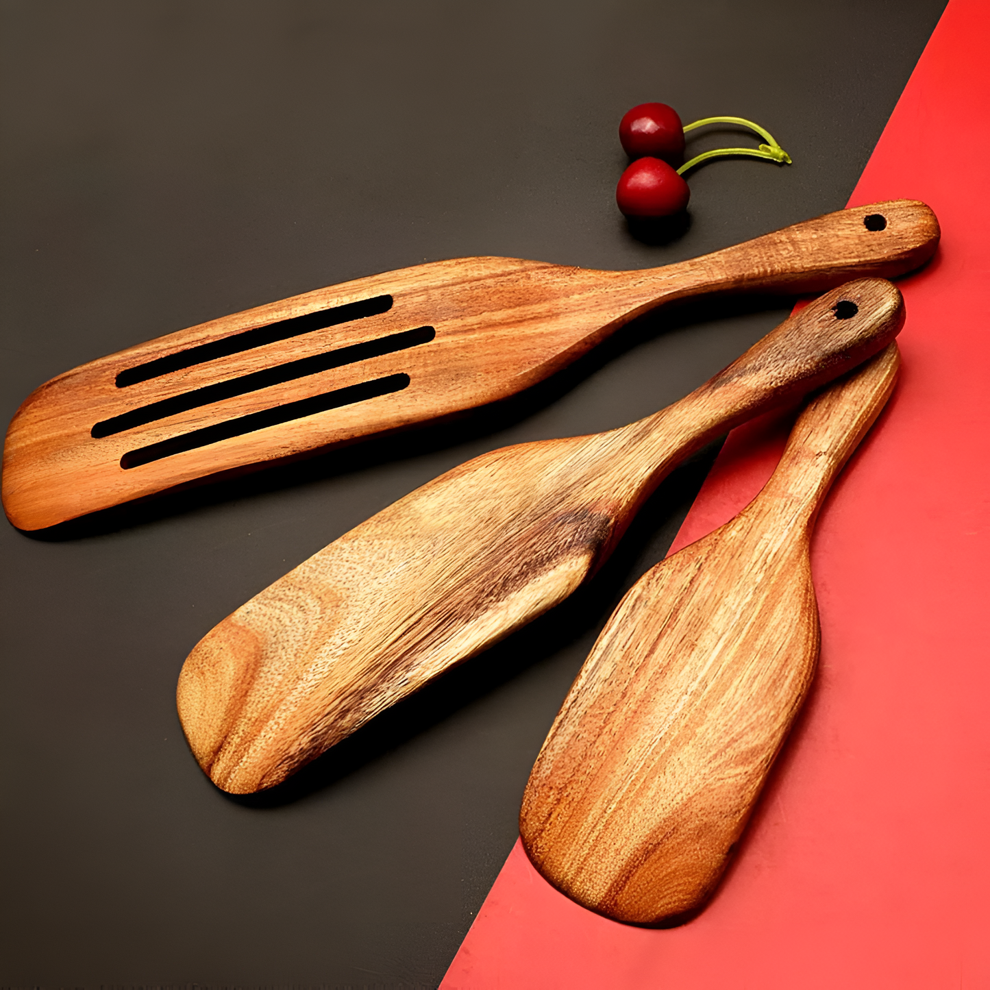 Spatula Set Teak Wood Non-Stick Ergonomic Grip