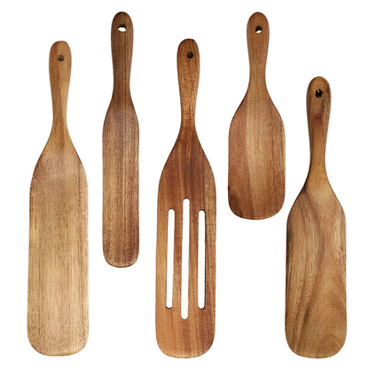 Spatula Set Teak Wood Non-Stick Ergonomic Grip