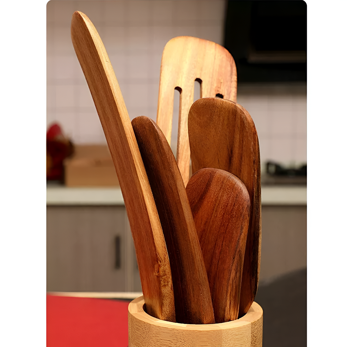 Spatula Set Teak Wood Non-Stick Ergonomic Grip