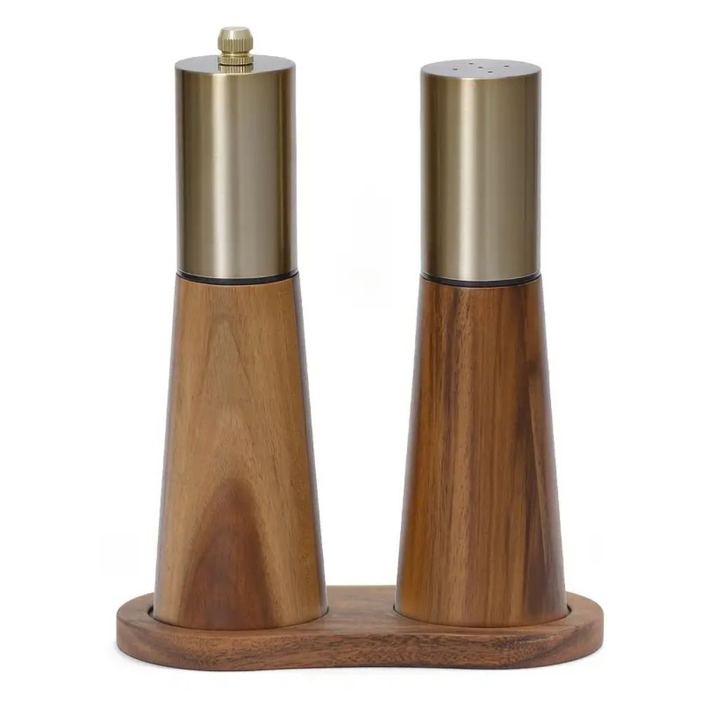 Spice Grinder Wooden Body Stainless Steel Top Adjustable Grind