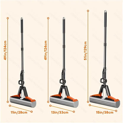 Sponge Mop Lever Wringing PVA With 2 Sponge Heads