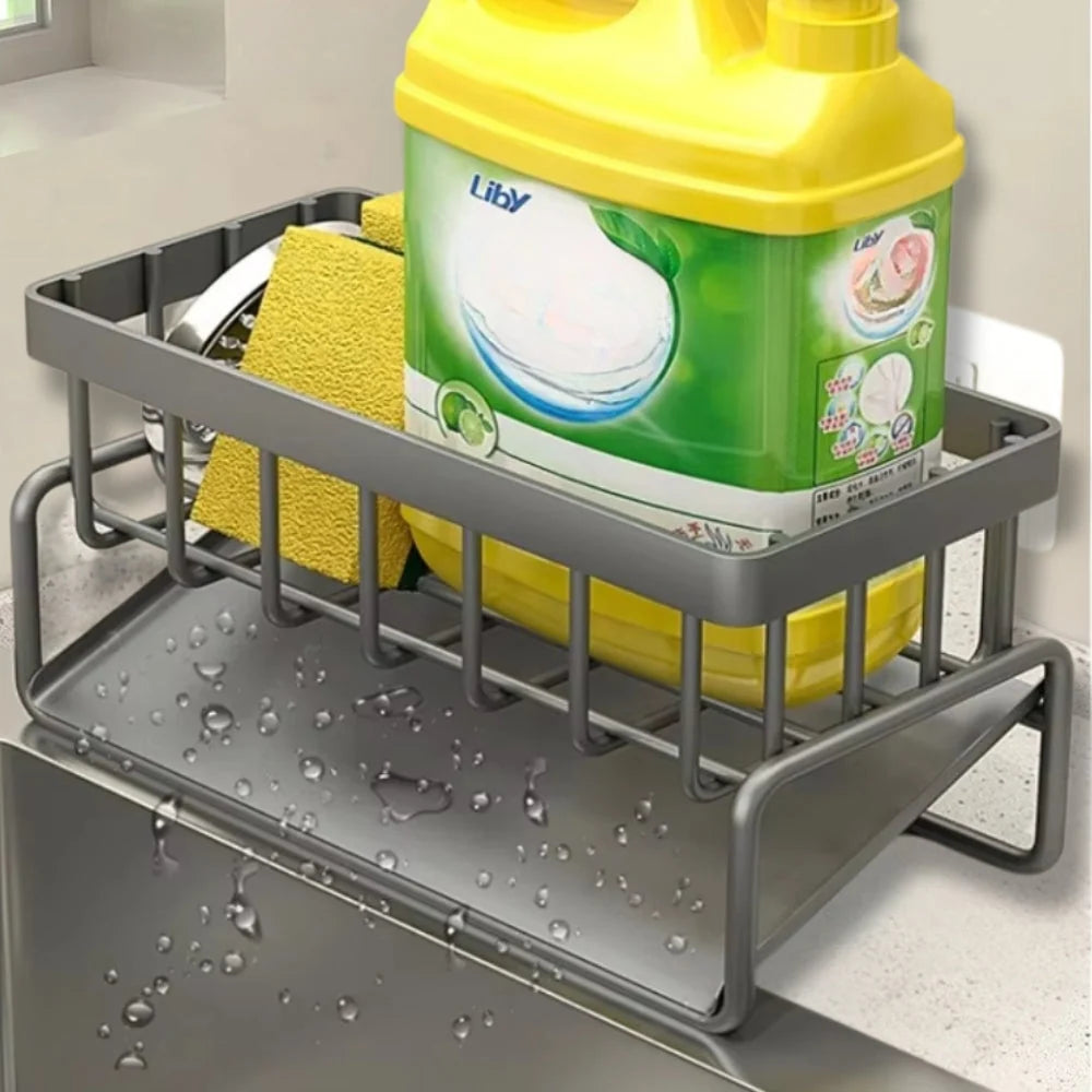 Sponge & Soap Rack Wall-Mounted Carbon Steel Quick Drainage