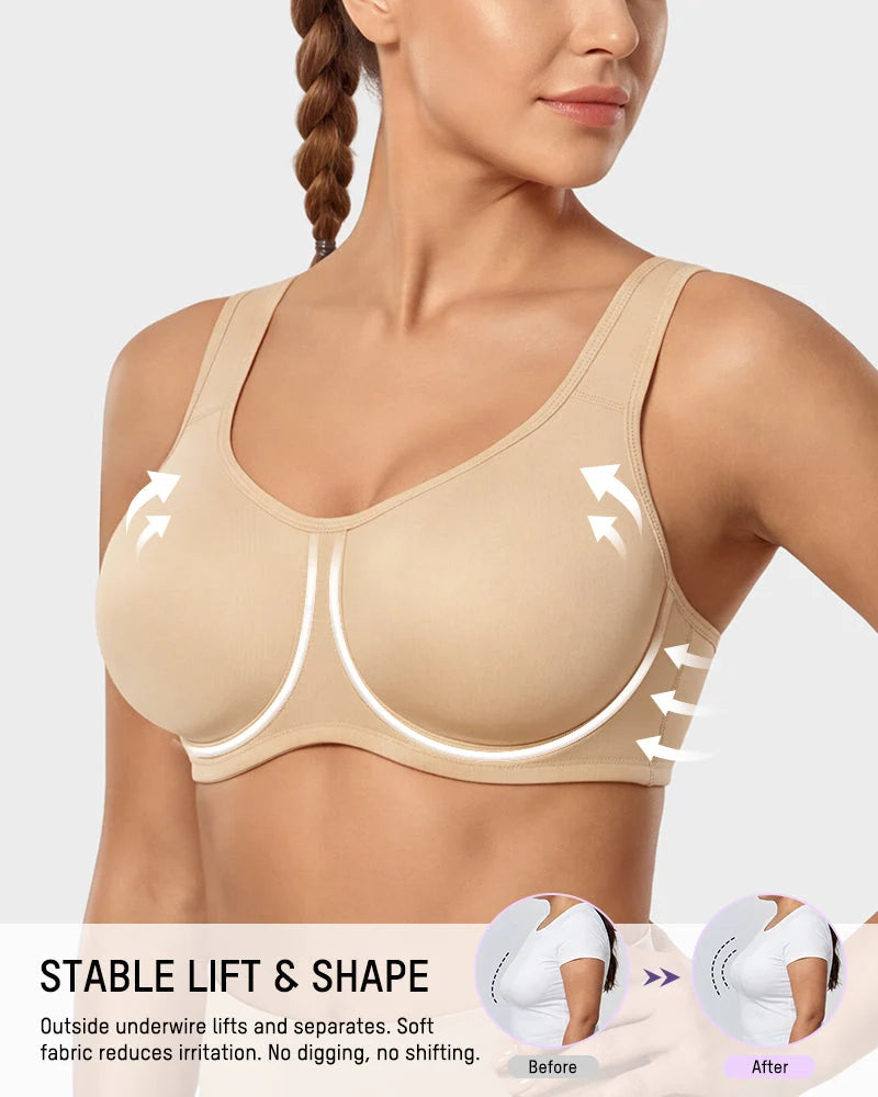 Sports Bra High-Impact Support External Underwire Breathable Mesh Panels
