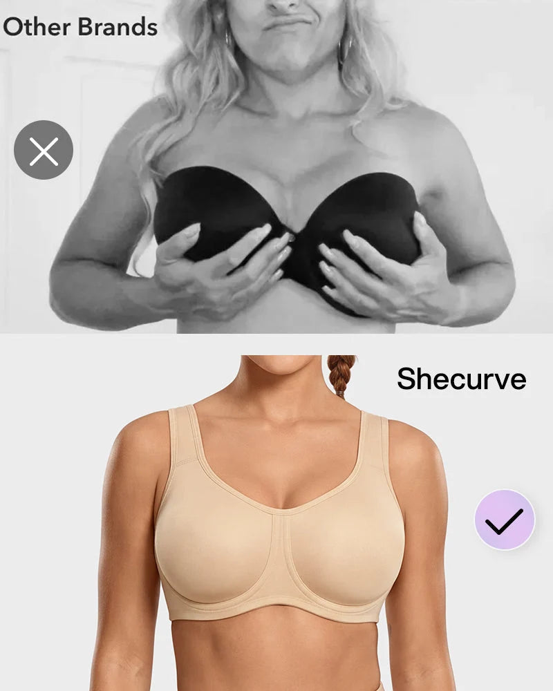 Sports Bra High-Impact Support External Underwire Breathable Mesh Panels