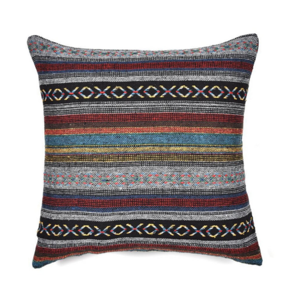 Square Cushion Cover Bohemian Geometric Microfiber & Zip Closure