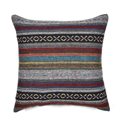 Square Cushion Cover Bohemian Geometric Microfiber & Zip Closure