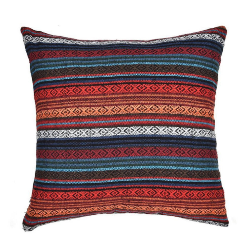 Square Cushion Cover Bohemian Geometric Microfiber & Zip Closure