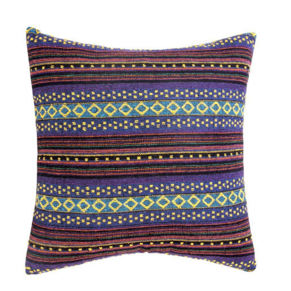 Square Cushion Cover Bohemian Geometric Microfiber & Zip Closure