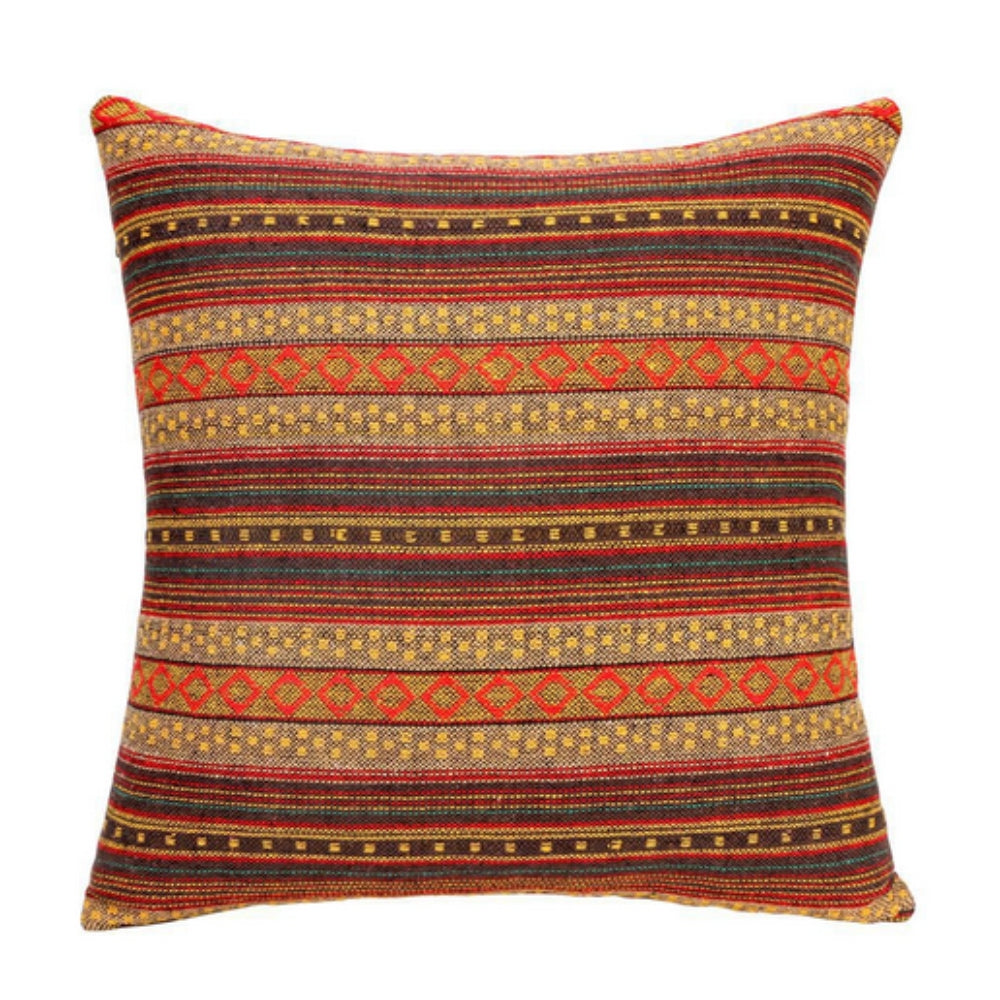 Square Cushion Cover Bohemian Geometric Microfiber & Zip Closure