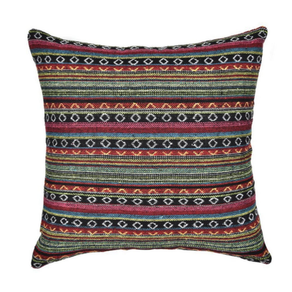 Square Cushion Cover Bohemian Geometric Microfiber & Zip Closure
