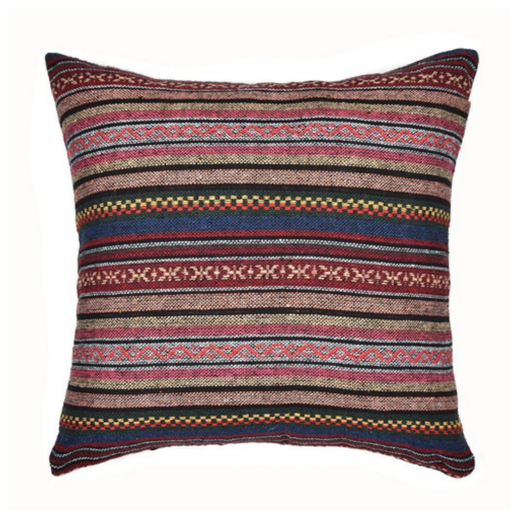 Square Cushion Cover Bohemian Geometric Microfiber & Zip Closure