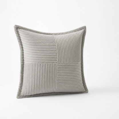 Square Pillow Cover Striped Patchwork Stain-Repellent & Zipper Closure