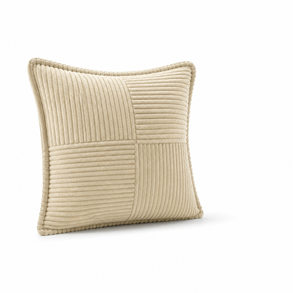 Square Pillow Cover Striped Patchwork Stain-Repellent & Zipper Closure