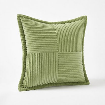 Square Pillow Cover Striped Patchwork Stain-Repellent & Zipper Closure