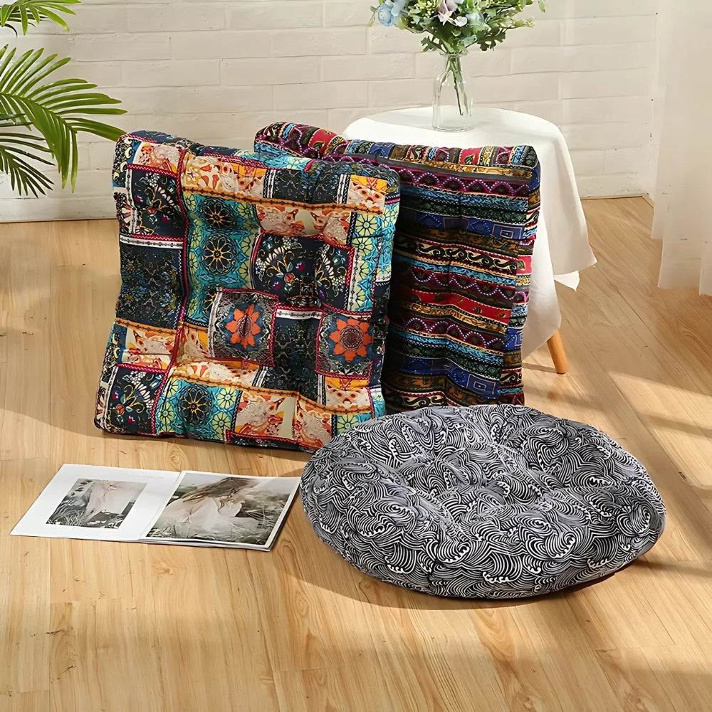 Square Seat Cushion Microfiber Removable Cover & Anti-Slip Strap