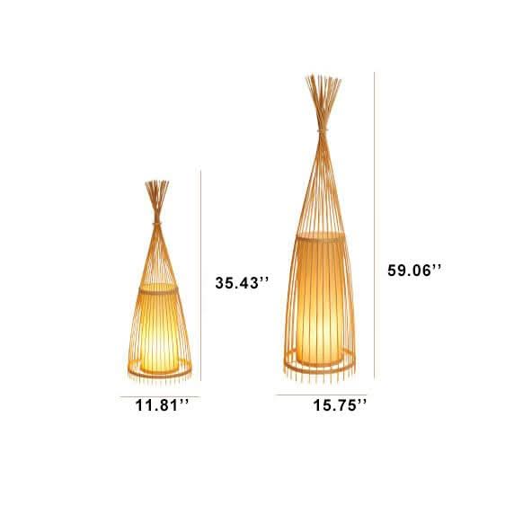 Standing Floor Lamp Woven Bamboo Shade Remote Control