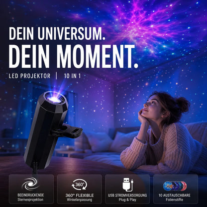 Star Projector Night Light 10 Slides Flexible USB Arm