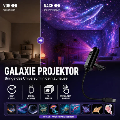 Star Projector Night Light 10 Slides Flexible USB Arm