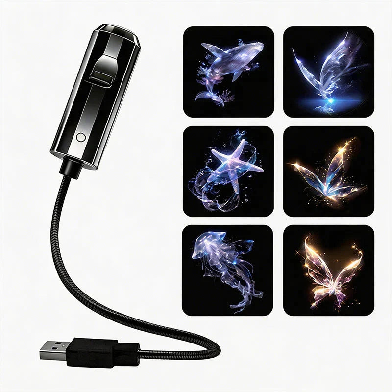 Star Projector Night Light 10 Slides Flexible USB Arm