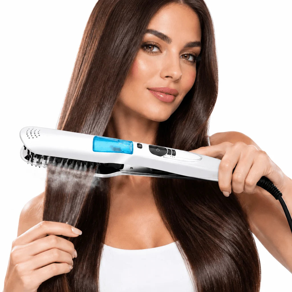 Steam Hair Straightener Ceramic Plates Adjustable Temperature LCD Display