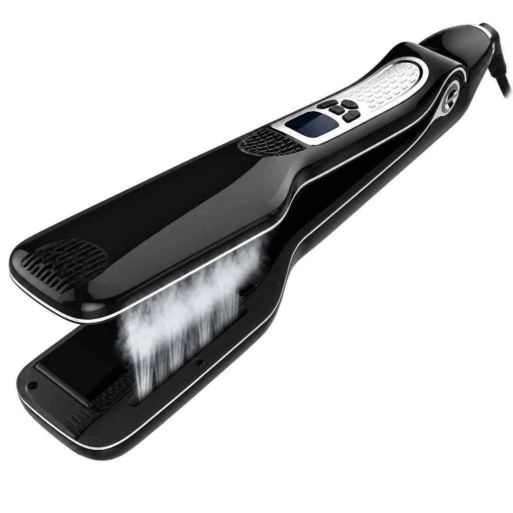 Steam Hair Straightener Ceramic Plates Adjustable Temperature LCD Display
