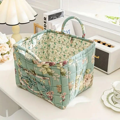 Storage Basket Canvas Floral Machine Washable