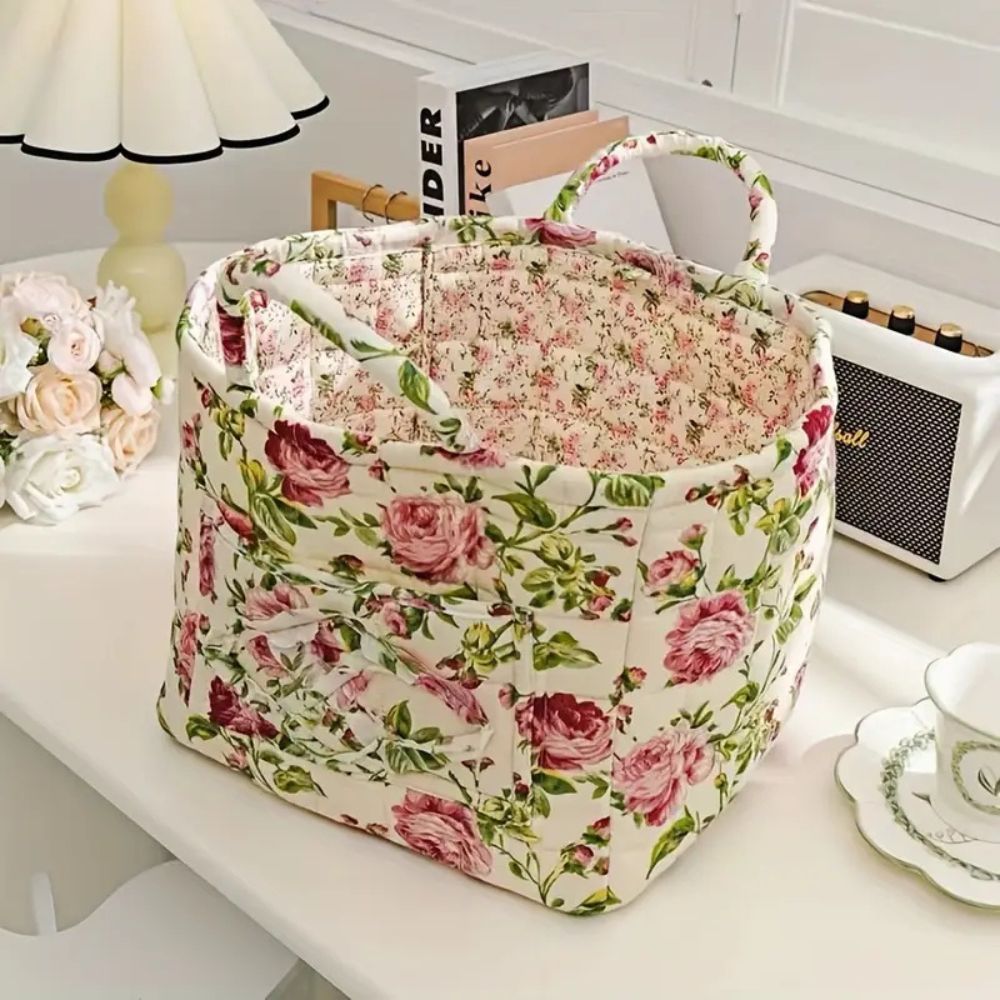 Storage Basket Canvas Floral Machine Washable