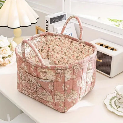 Storage Basket Canvas Floral Machine Washable