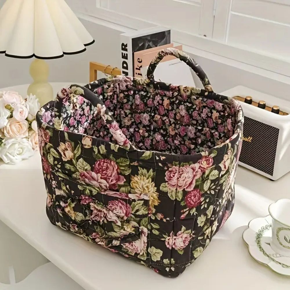 Storage Basket Canvas Floral Machine Washable