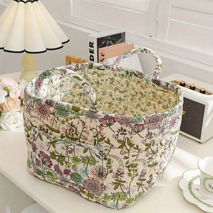 Storage Basket Canvas Floral Machine Washable
