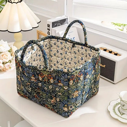 Storage Basket Canvas Floral Machine Washable