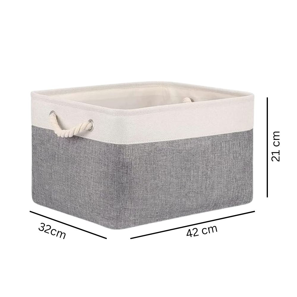 Storage Basket Foldable Cotton Linen Rope Handles