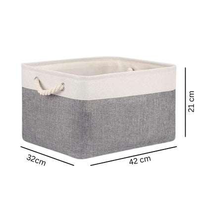 Storage Basket Foldable Cotton Linen Rope Handles