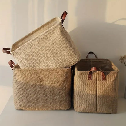 Storage Basket Foldable Woven Sturdy Handles