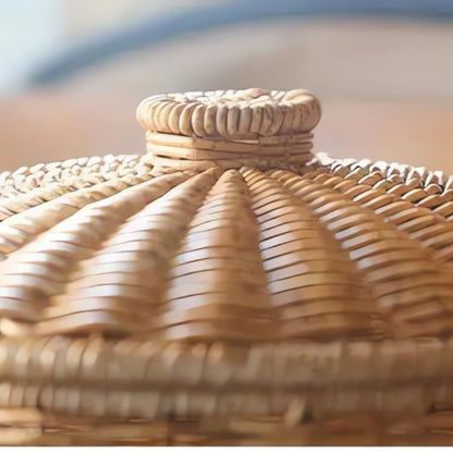 Storage Basket Handcrafted Rattan Dome Lid