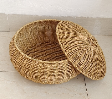 Storage Basket Handcrafted Rattan Dome Lid