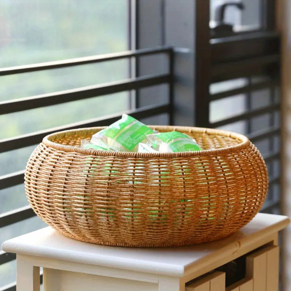 Storage Basket Handcrafted Rattan Dome Lid
