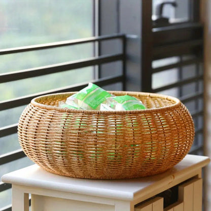 Storage Basket Handcrafted Rattan Dome Lid