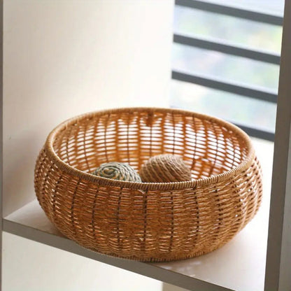 Storage Basket Handcrafted Rattan Dome Lid
