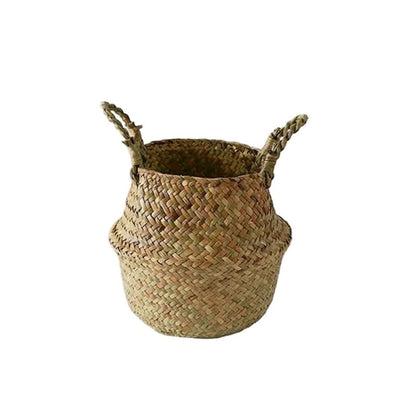 Storage Basket Handwoven Seagrass Foldable With Handles