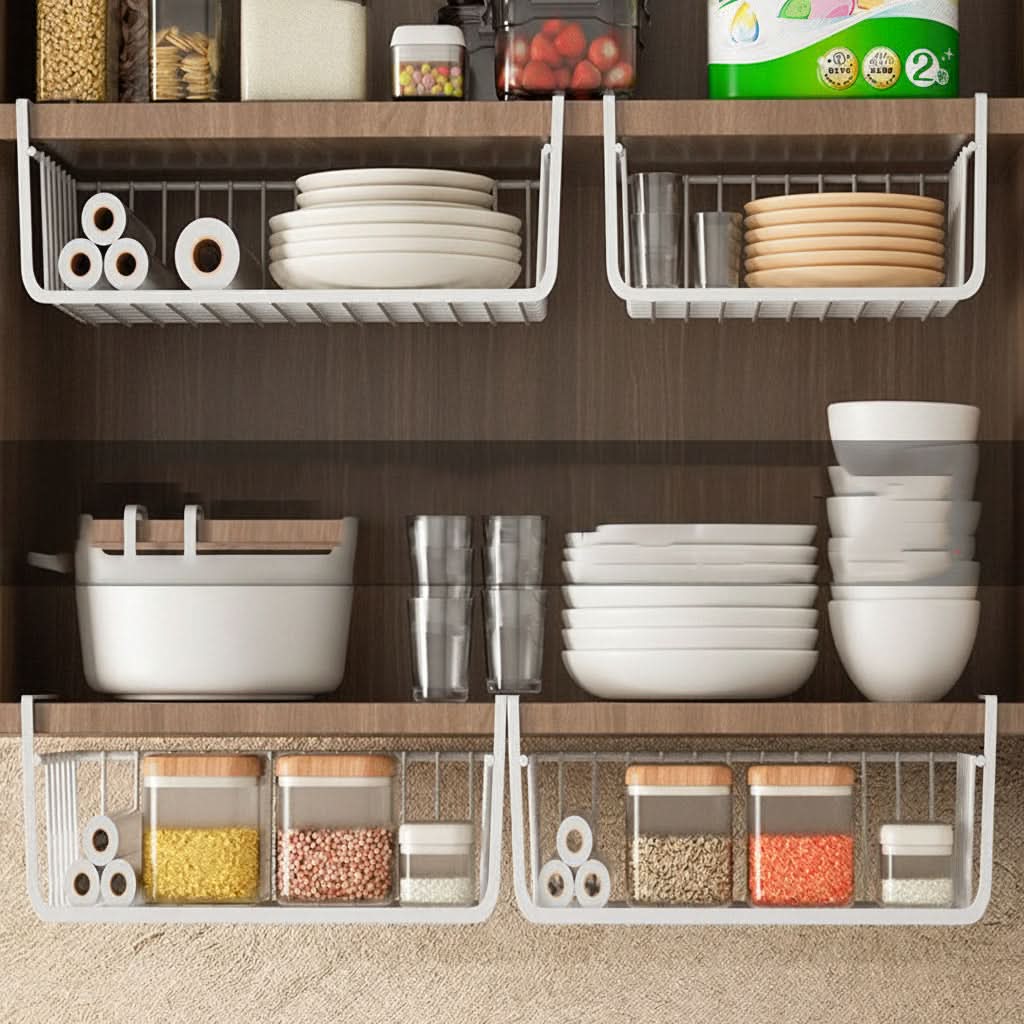 Storage Basket Over-Cabinet Hanging Reinforced Metal Space-Saving