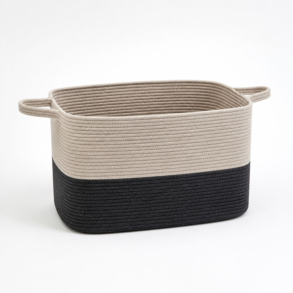 Storage Basket Two-Tone Woven Foldable & Machine Washable