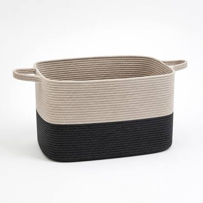 Storage Basket Two-Tone Woven Foldable & Machine Washable