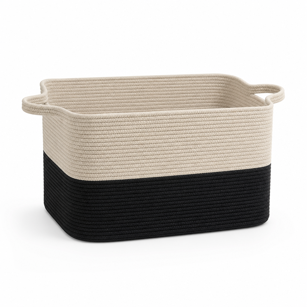 Storage Basket Two-Tone Woven Foldable & Machine Washable