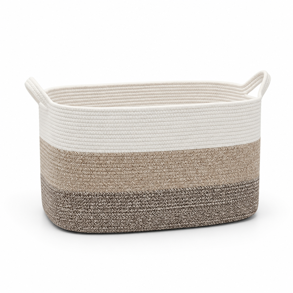 Storage Basket Two-Tone Woven Foldable & Machine Washable