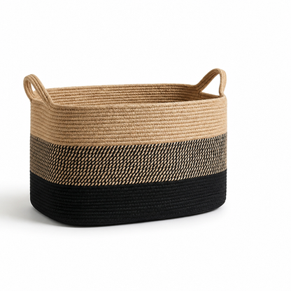 Storage Basket Two-Tone Woven Foldable & Machine Washable