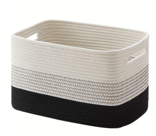 Storage Basket Woven Cotton Ombre Built-In Handles