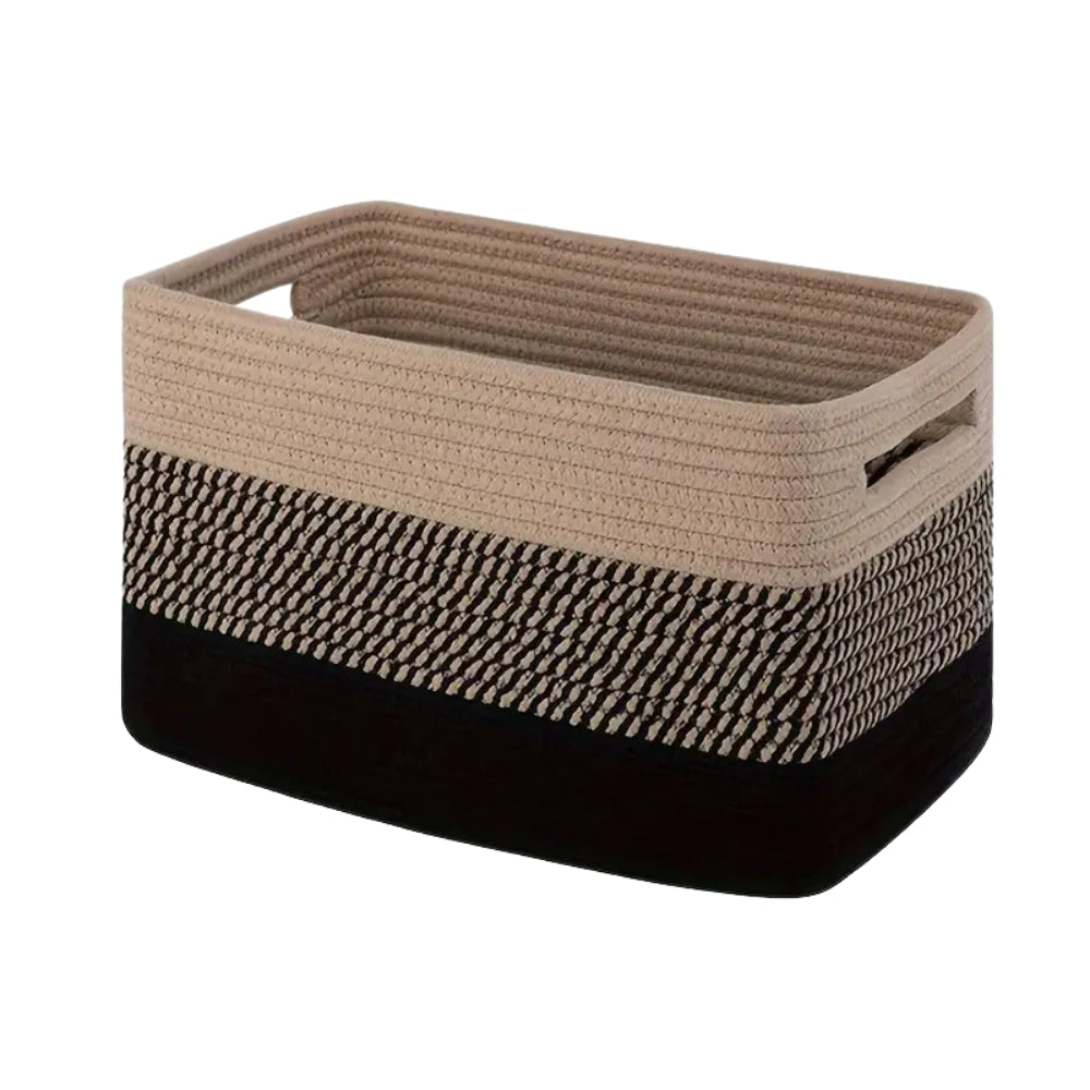 Storage Basket Woven Cotton Ombre Built-In Handles