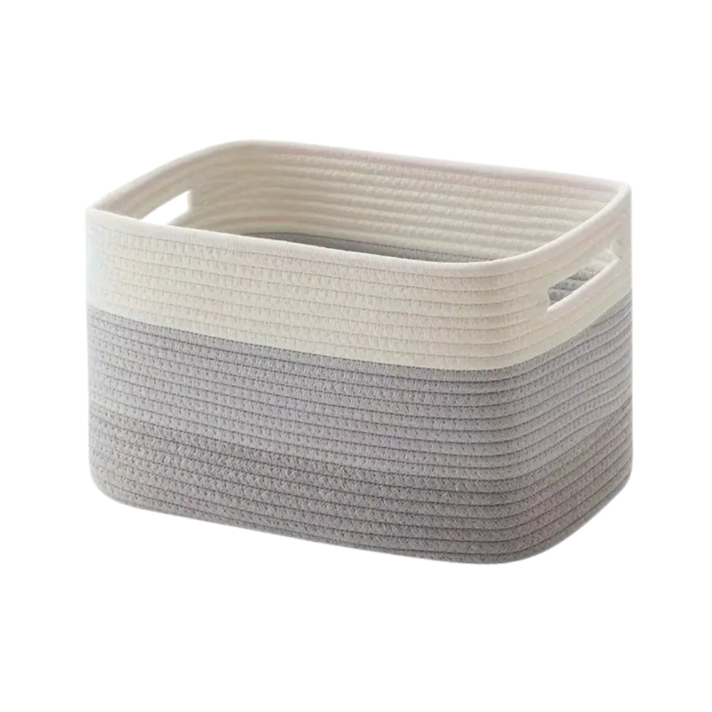 Storage Basket Woven Cotton Ombre Built-In Handles